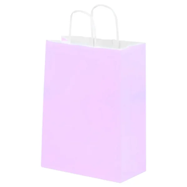 Bolsa de Papel Grande Lila Pastel con Asa x12
