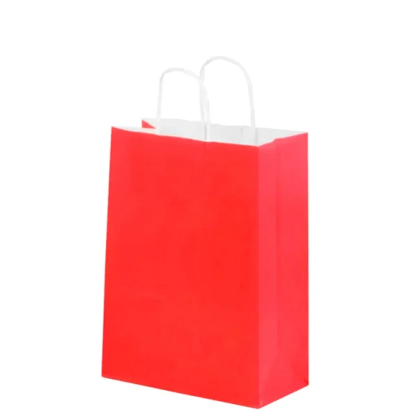 Bolsa de Papel Mediana Roja con Asa x12