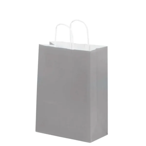 Bolsa de Papel Mediana Gris con Asa x12