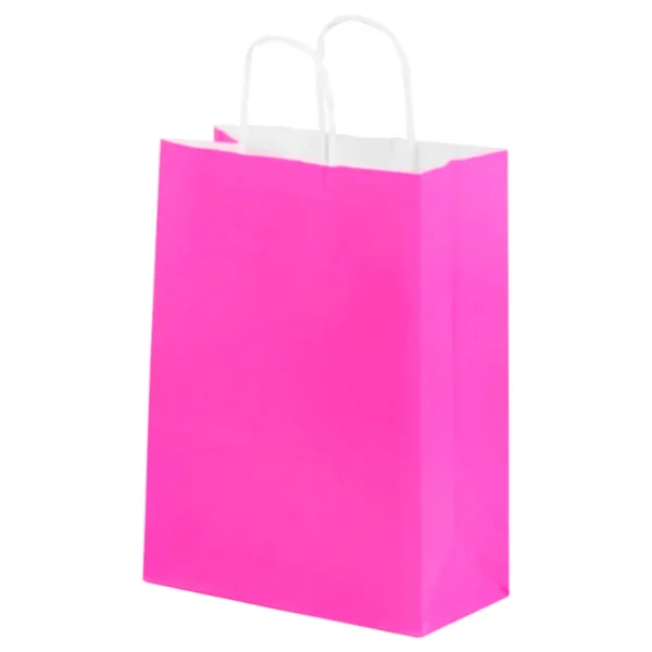 Bolsa de Papel Grande Fucsia con Asa x12
