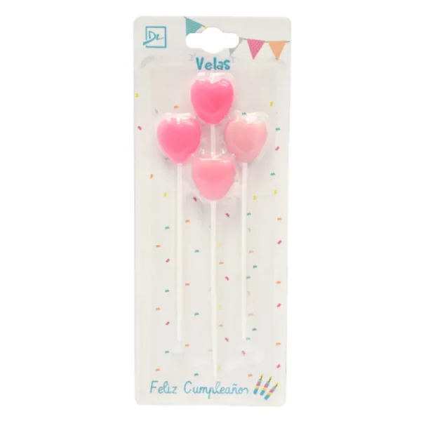 Velas Corazones Rosa x 4 Velas Corazones Rosa x 4