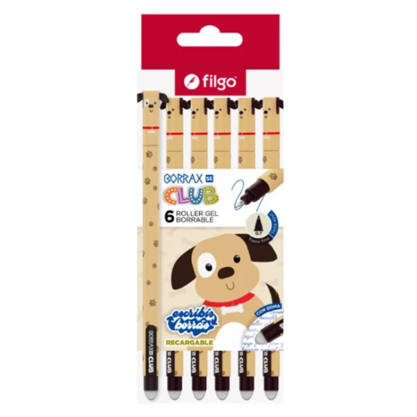 Boligrafo Borrable Perro x6 Filgo Boligrafo Borrable Perro x6 Filgo