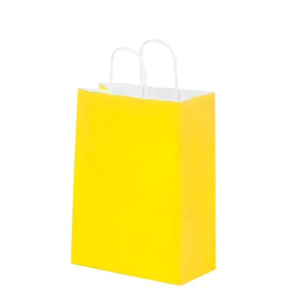 Bolsa de Papel Mediana Amarilla con Asa x12 Bolsa de Papel Mediana Amarilla con Asa x12