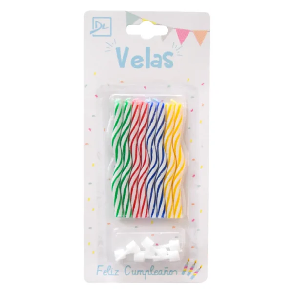 Velas Ondas Rayadas x 8 Velas Ondas Rayadas x 8