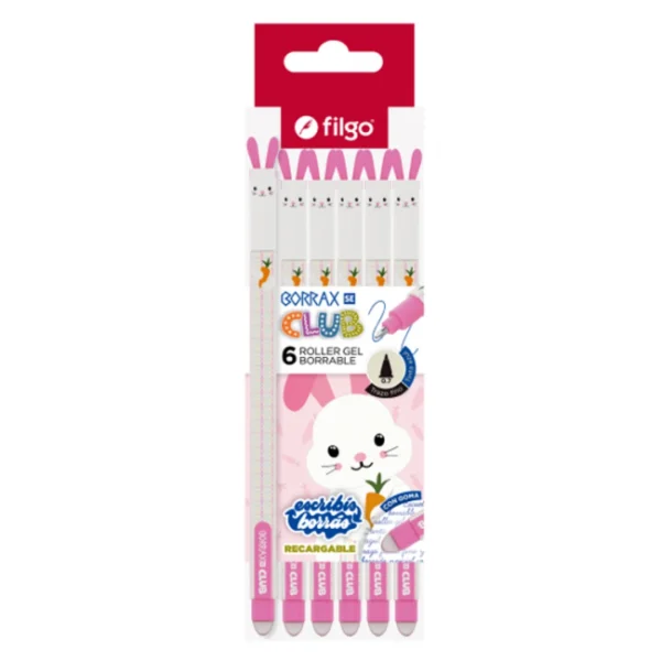Boligrafo Borrable Conejo x6 Filgo Boligrafo Borrable Conejo x6 Filgo